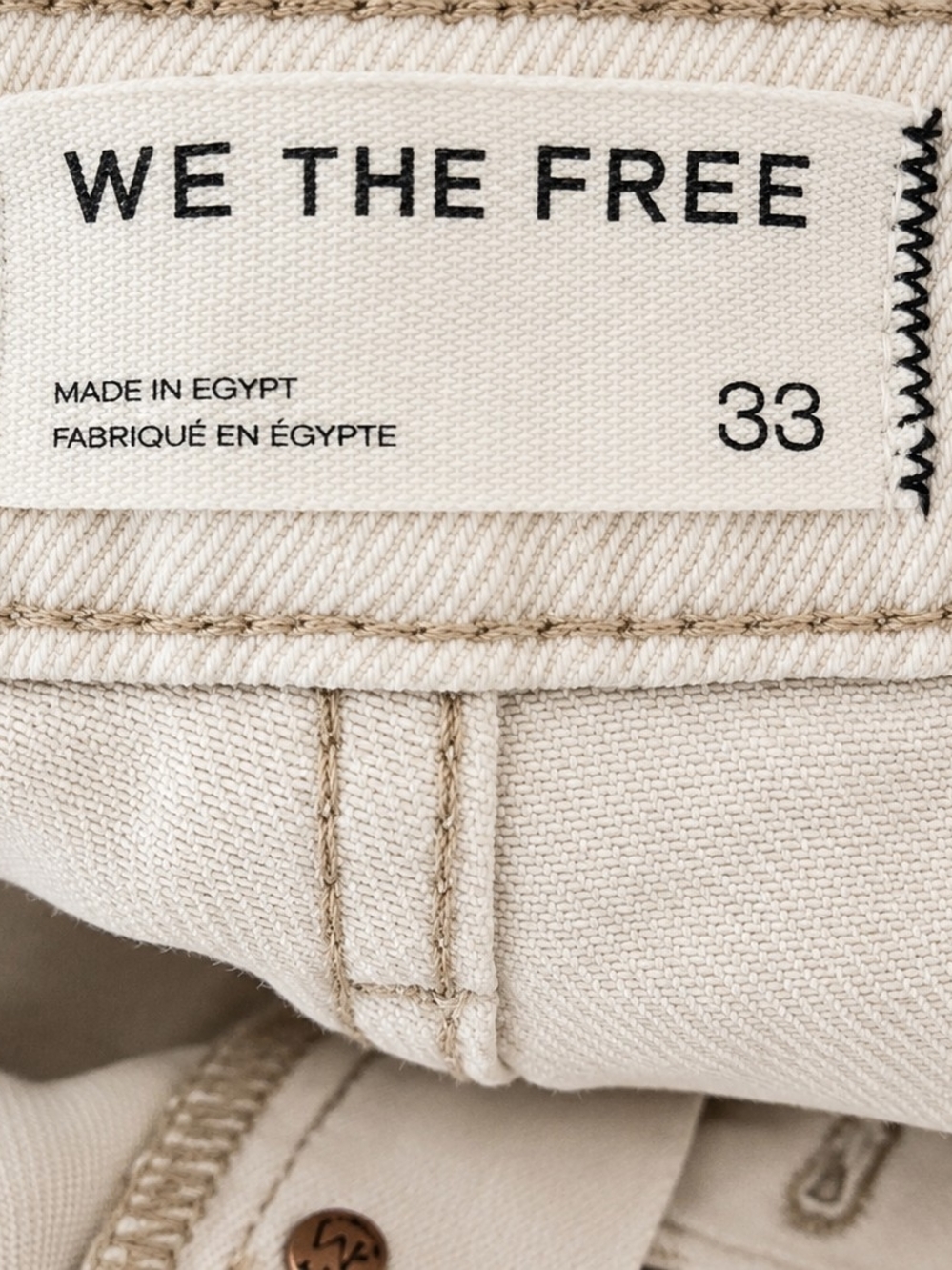 We The Free Deep Trance Boyfriend Jeans 33 Cream Beige Cropped Barrel Leg Cotton - Picture 7 of 14